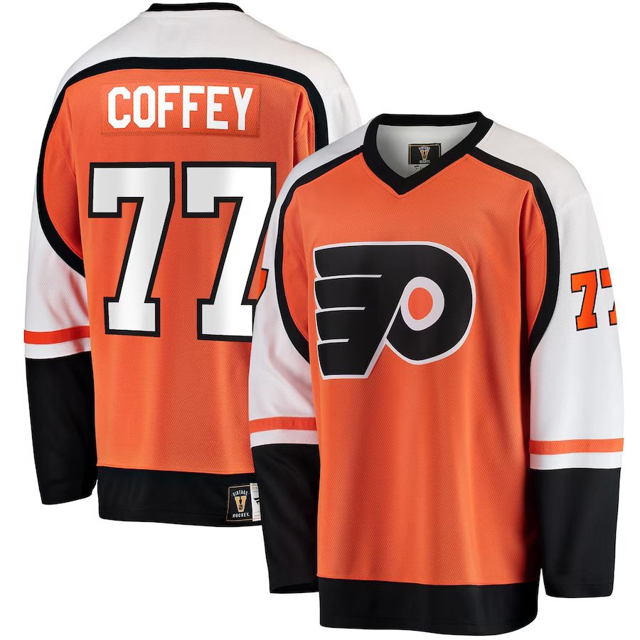 Men Philadelphia Flyers #77 Paul Coffey Fanatics Branded Orange Premier Breakaway Retired Player NHL Jersey->philadelphia flyers->NHL Jersey